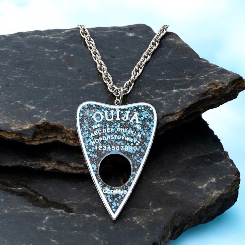 🆕 Ouija Planchette Pendant Necklace Resin/Stainless Steel